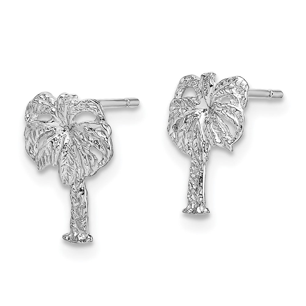 14k White Gold 7.1 mm Palm Tree Post Earrings (0.68 grams)