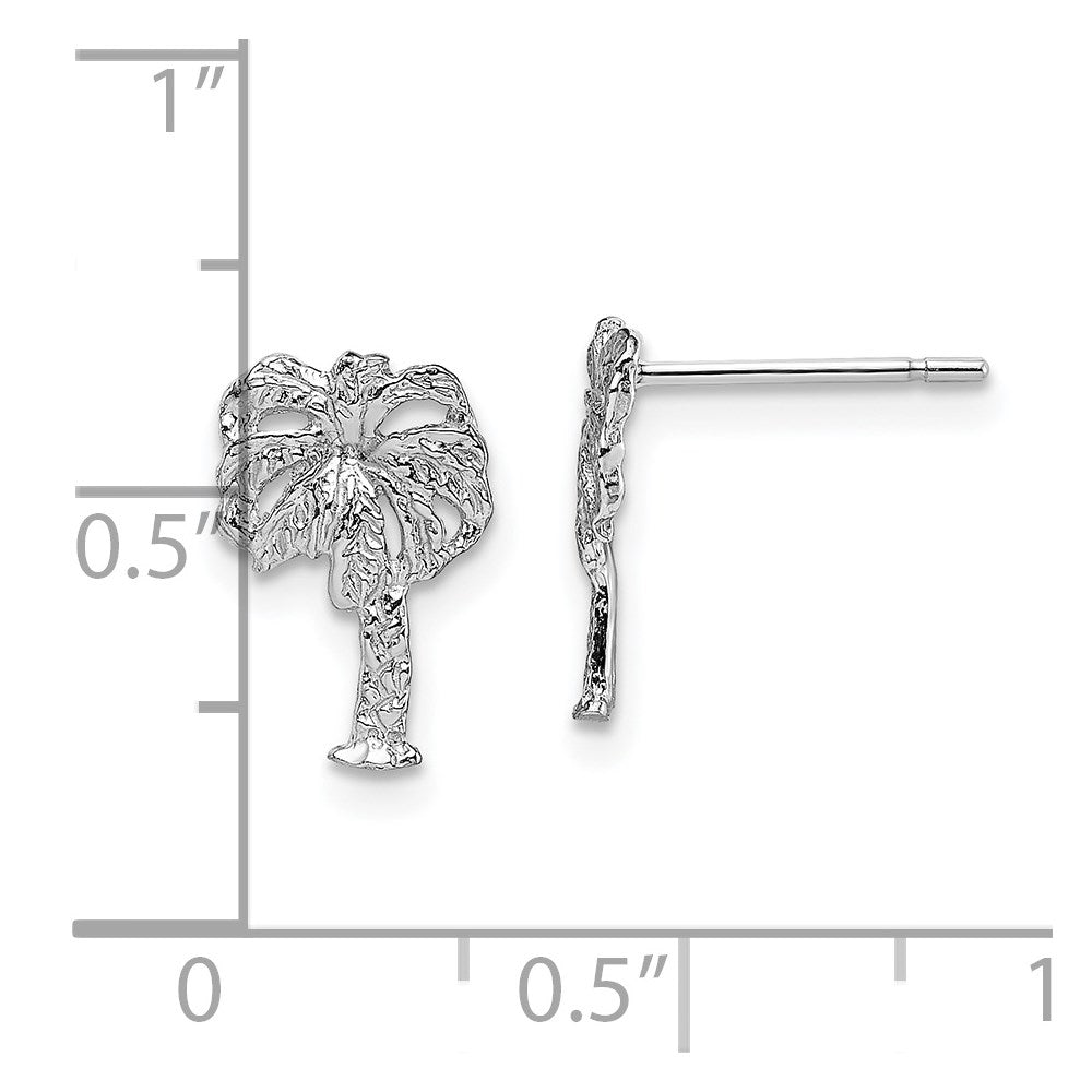 14k White Gold 7.1 mm Palm Tree Post Earrings (0.68 grams)