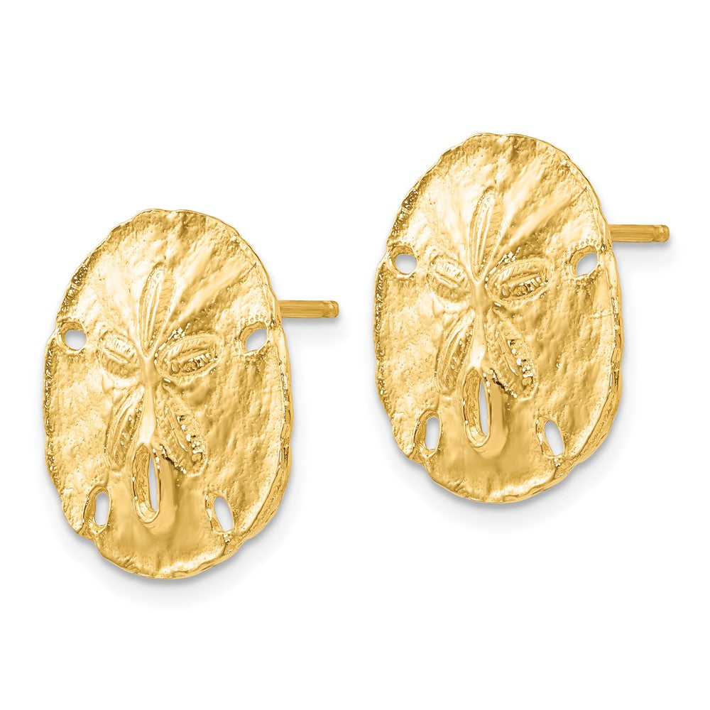 14k Yellow Gold 16 mm Large Sanddollar Post Earrings (3.46 grams)