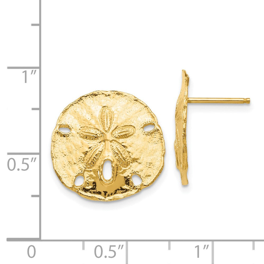 14k Yellow Gold 16 mm Large Sanddollar Post Earrings (3.46 grams)