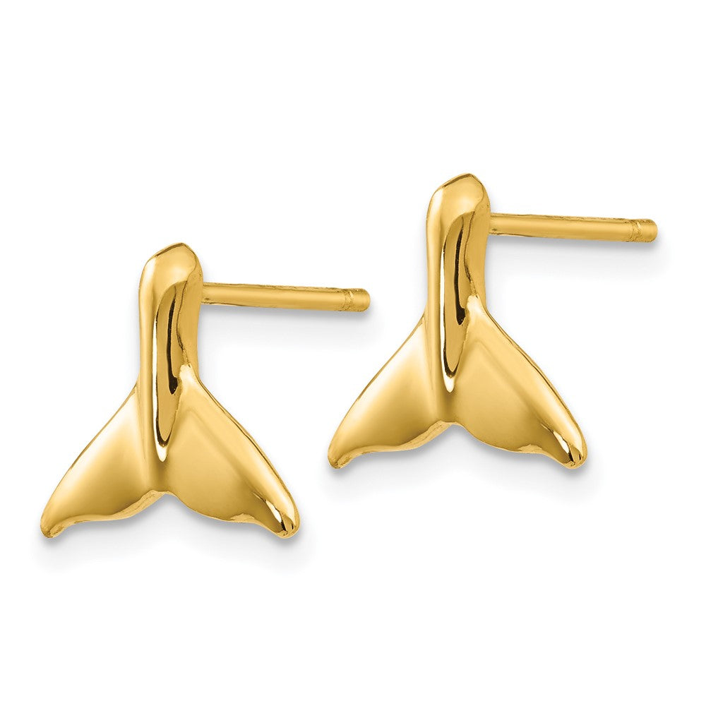 14k Yellow Gold 12 mm Whale Tail Post Earrings