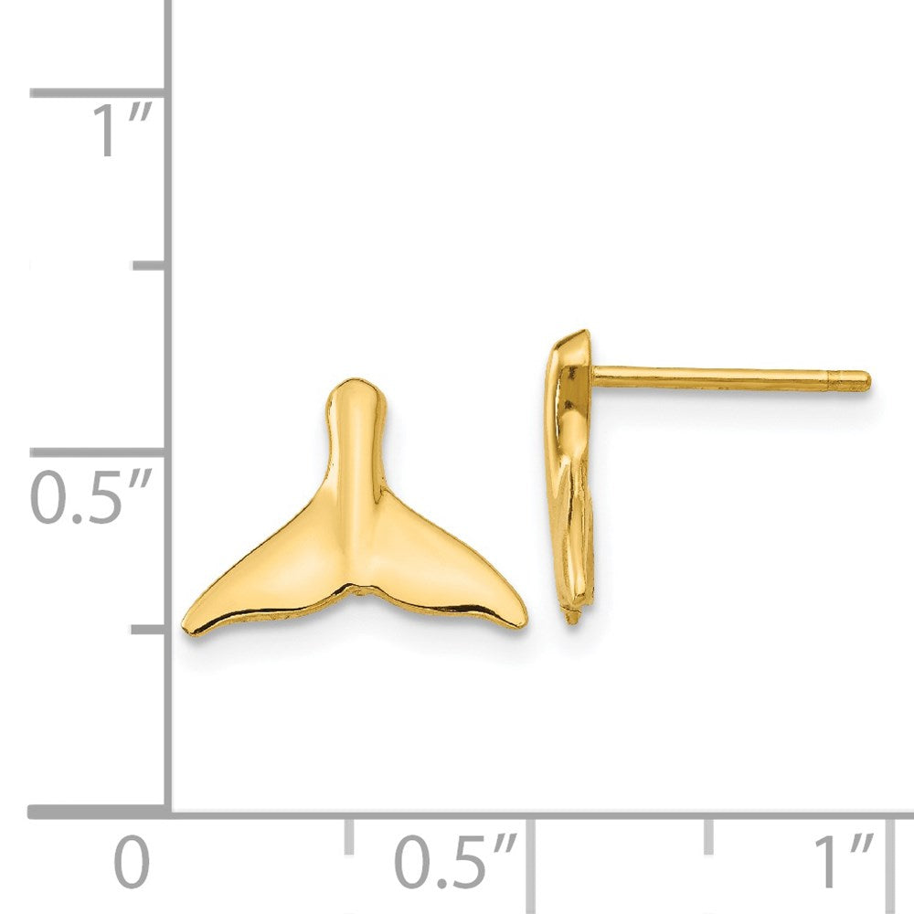 14k Yellow Gold 12 mm Whale Tail Post Earrings (1.36 grams)