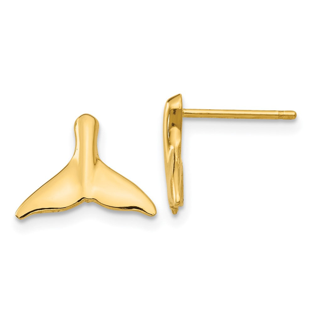 14k Yellow Gold 12 mm Whale Tail Post Earrings