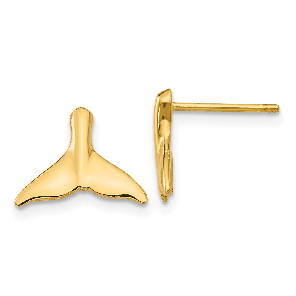 14k Yellow Gold 12 mm Whale Tail Post Earrings (1.36 grams)