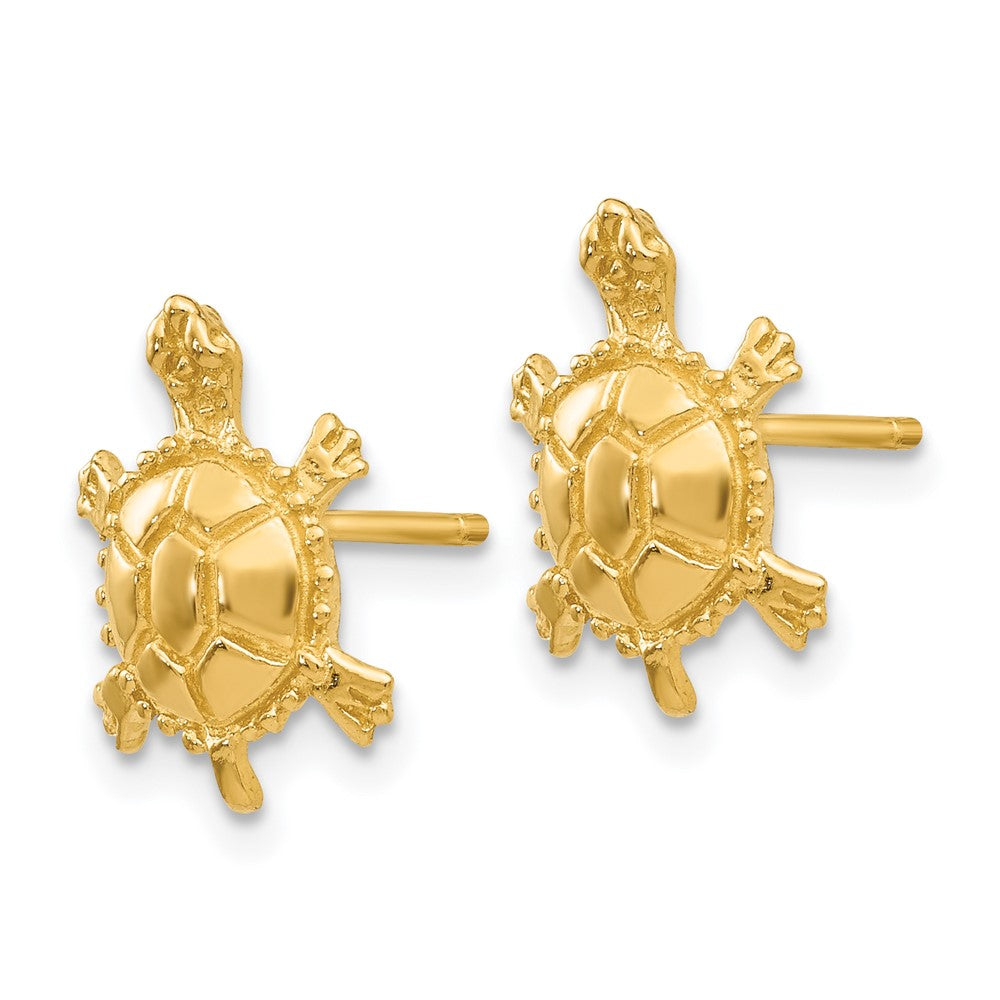 14k Yellow Gold 10 mm Turtle Post Earrings