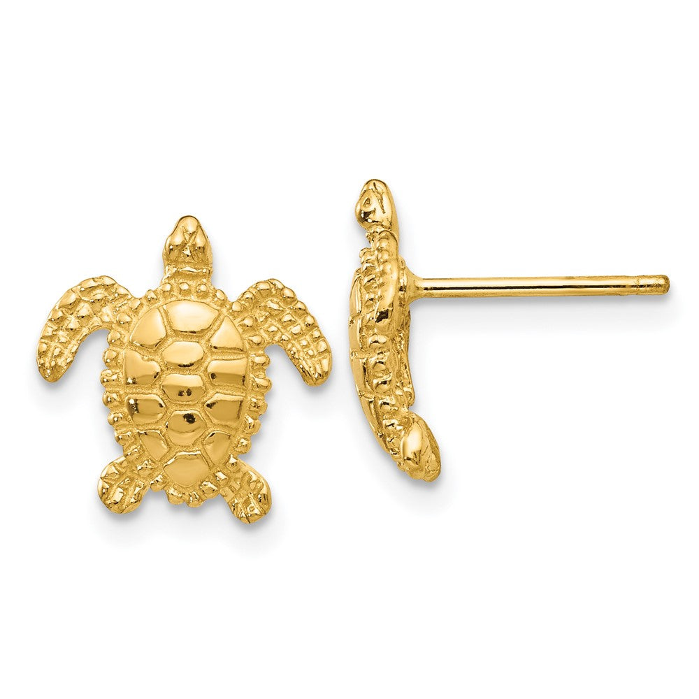 14k Yellow Gold 11 mm Sea Turtle Post Earring (2.13 grams)