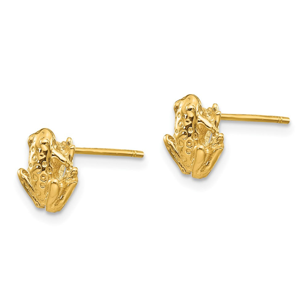 14k Yellow Gold 8 mm Mini Frog Post Earrings