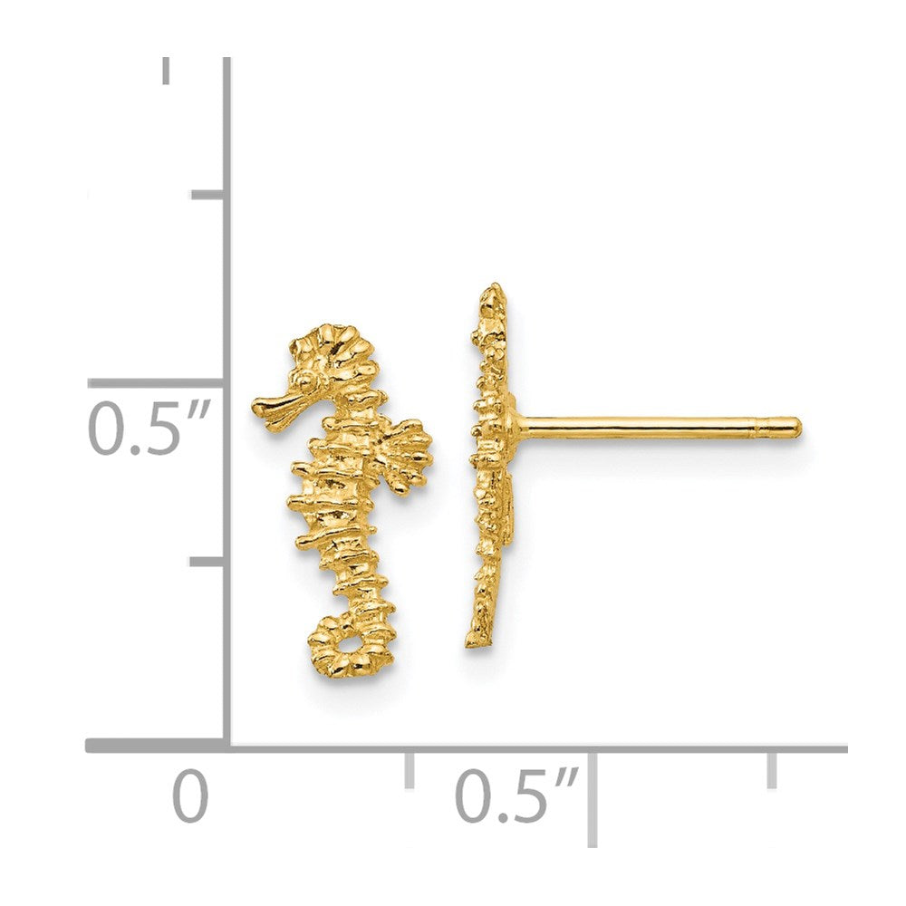 14k Yellow Gold 7 mm Mini Left and Right Seahorse Post Earrings (0.92 grams)