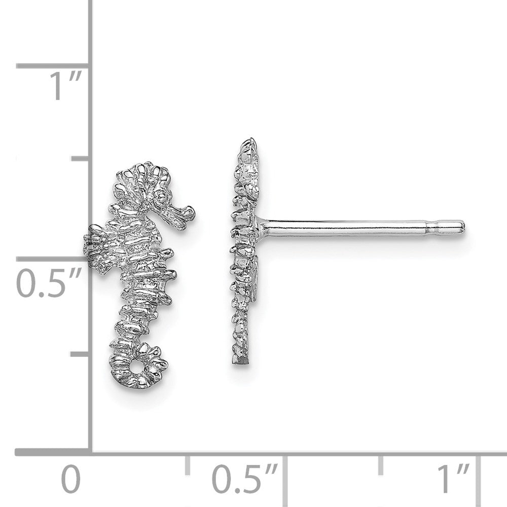 14k White Gold 6.5 mm  Mini Seahorse Post Earrings (0.88 grams)