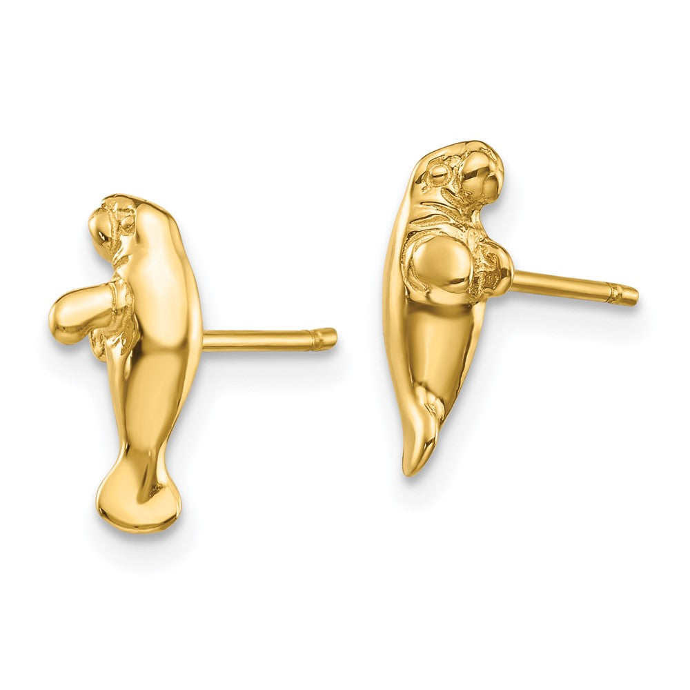 14k Yellow Gold 5 mm Mini Manatee Post Earrings (1.38 grams)