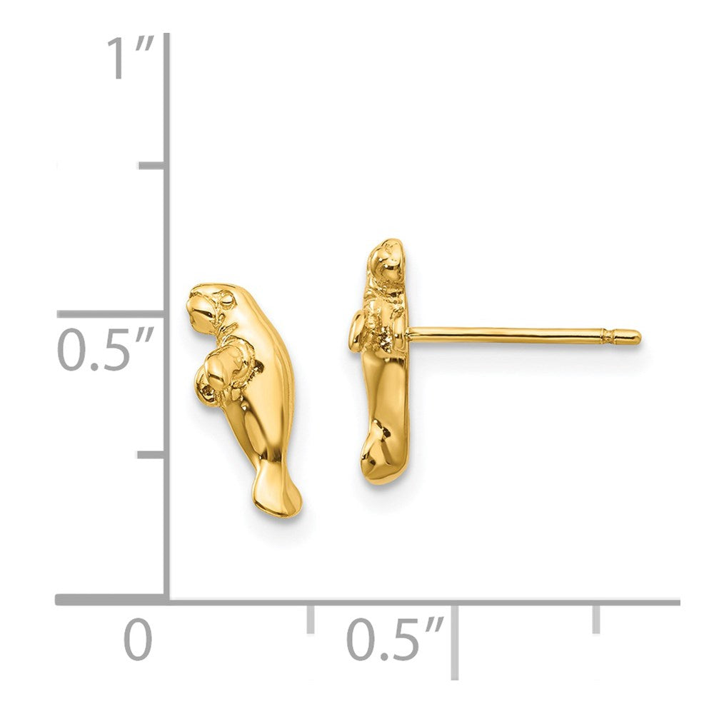 14k Yellow Gold 5 mm Mini Manatee Post Earrings (1.38 grams)