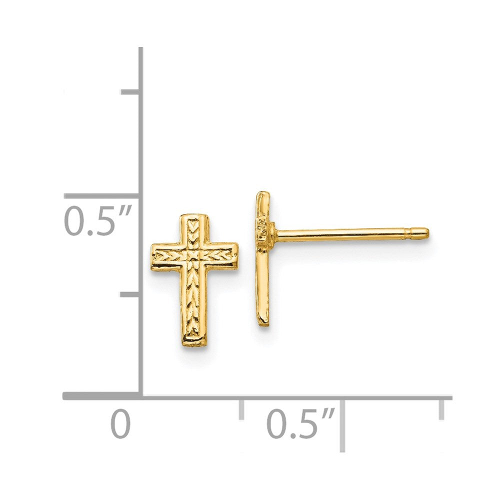 14k Yellow Gold 6 mm Polished Cross Post Earrings (0.72 grams)