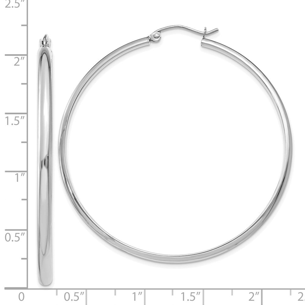 14k White Gold 51 mm Polished Hoop Earring (3.81 grams)