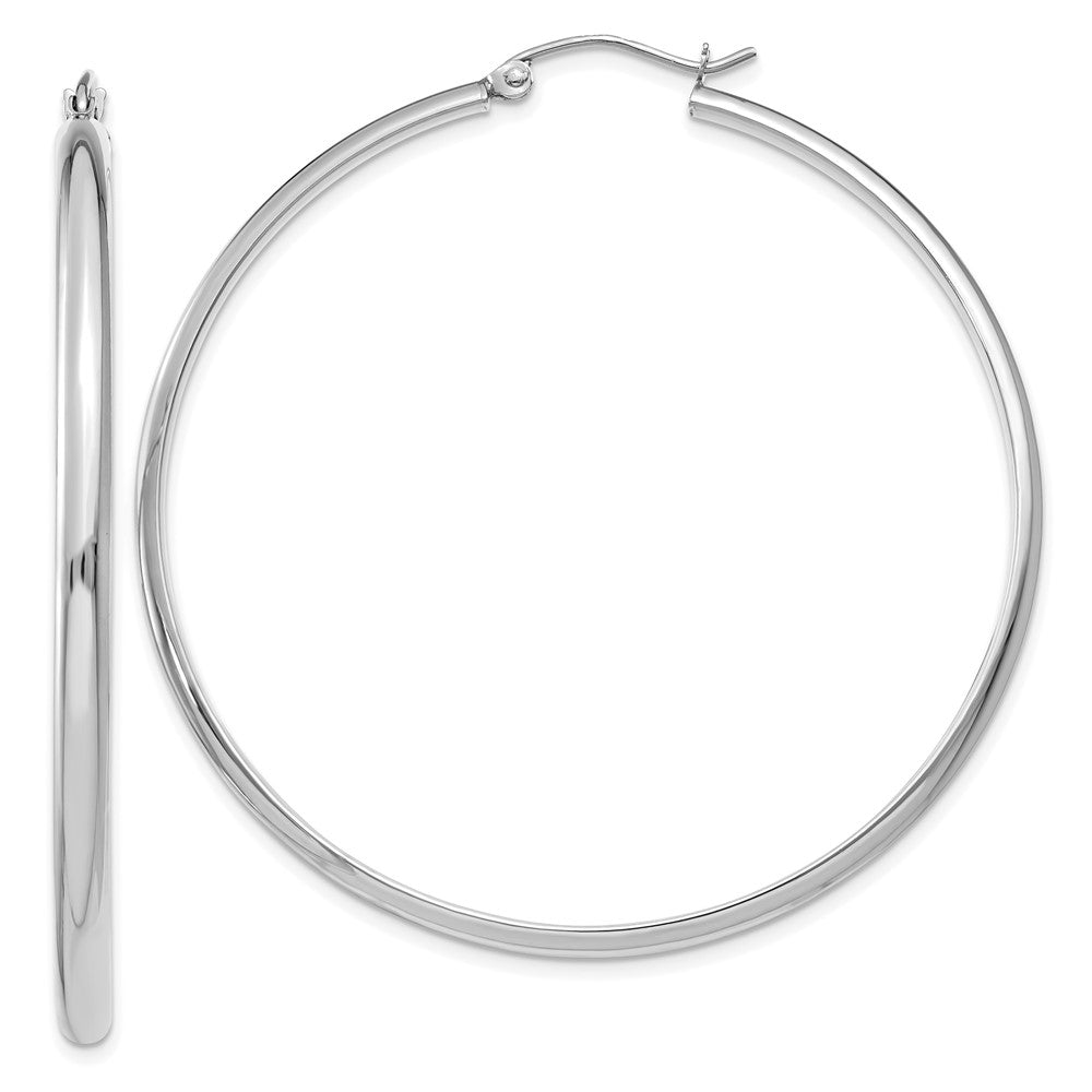 14k White Gold 51 mm Polished Hoop Earring (3.81 grams)