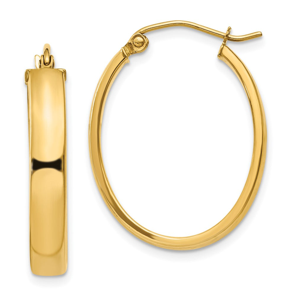14k Yellow Gold 19 mm Lightweight Oval Hoop Earrings