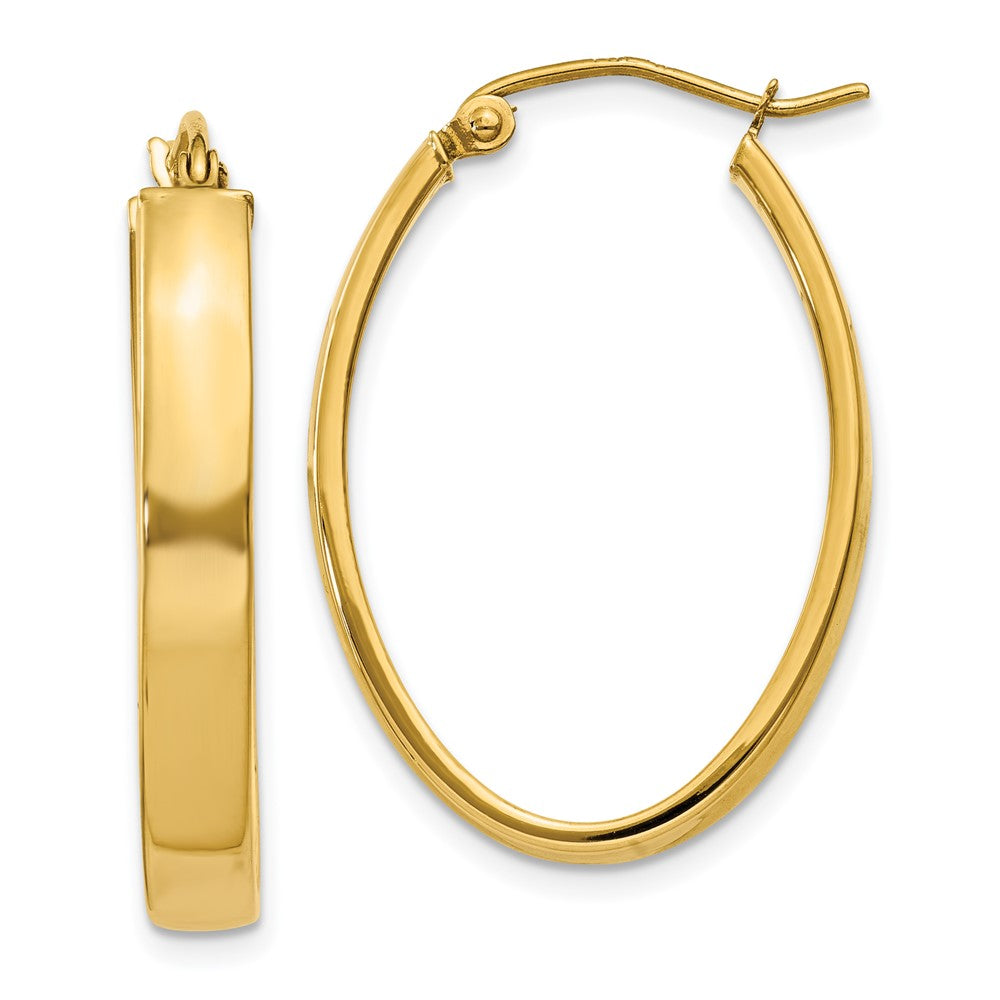 14k Yellow Gold 19.5 mm Lightweight Oval Hoop Earrings