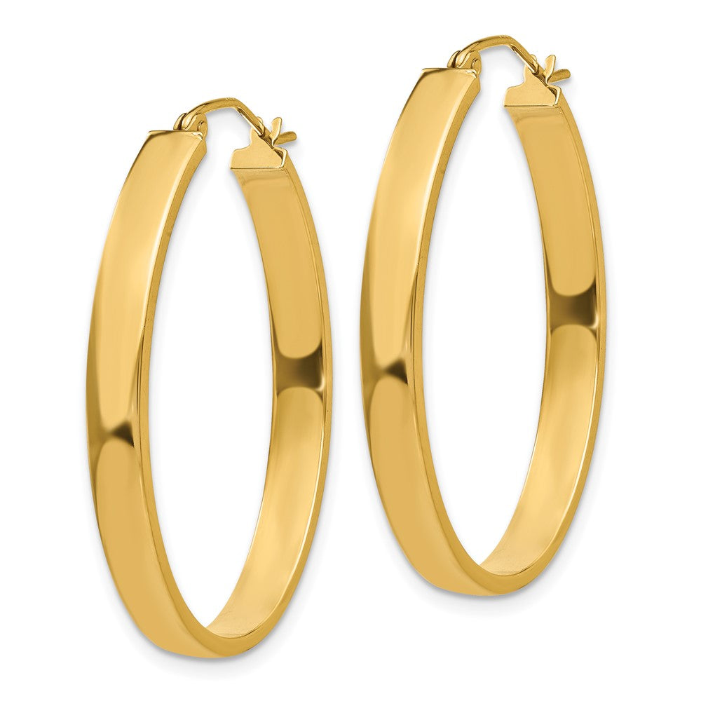 14k Yellow Gold 25 mm Lightweight Oval Hoop Earrings
