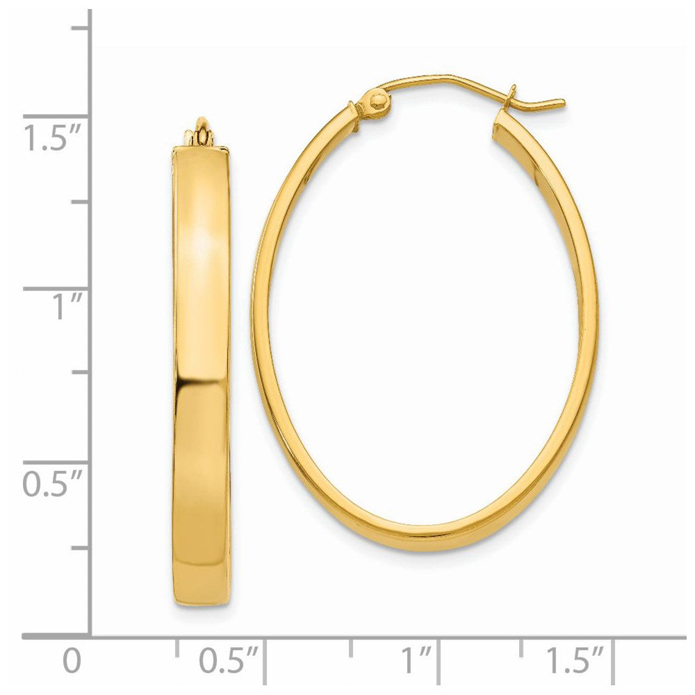 14k Yellow Gold 25 mm Lightweight Oval Hoop Earrings (2.55 grams)