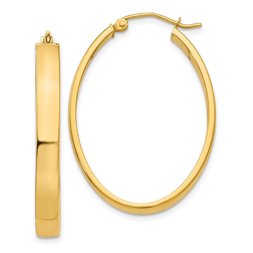 14k Yellow Gold 25 mm Lightweight Oval Hoop Earrings