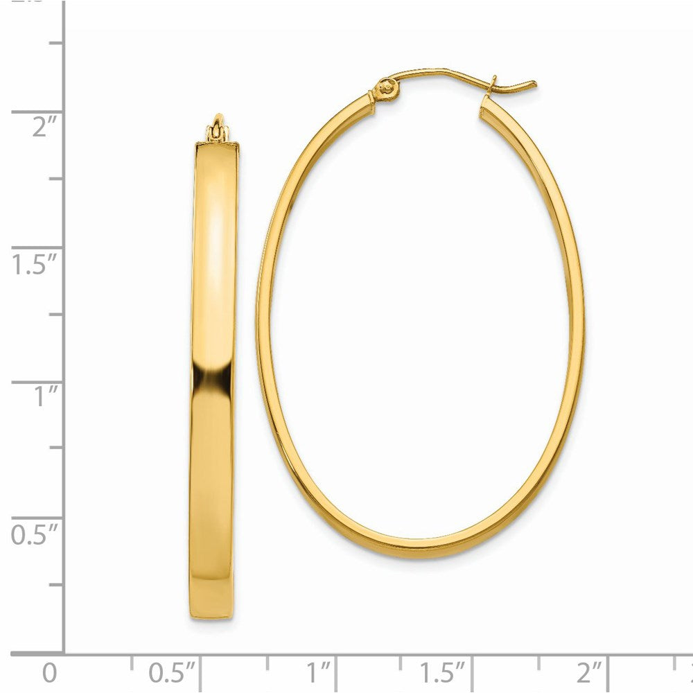 14k Yellow Gold 30 mm Lightweight Oval Hoop Earrings (3.25 grams)