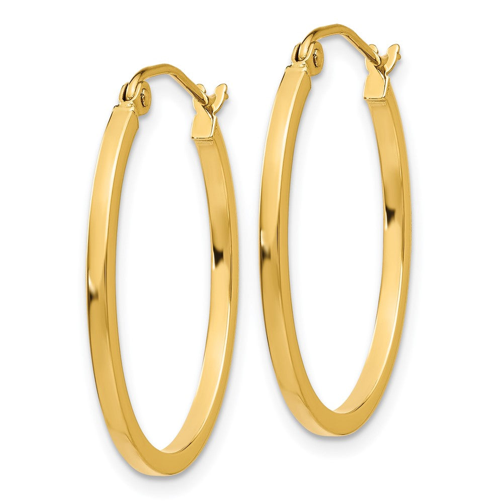 14k Yellow Gold 20.5 mm Lightweight Fancy Oval Hoop Earrings