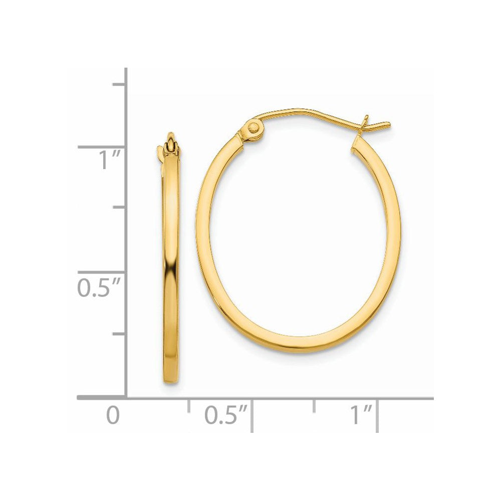 14k Yellow Gold 20.5 mm Lightweight Fancy Oval Hoop Earrings