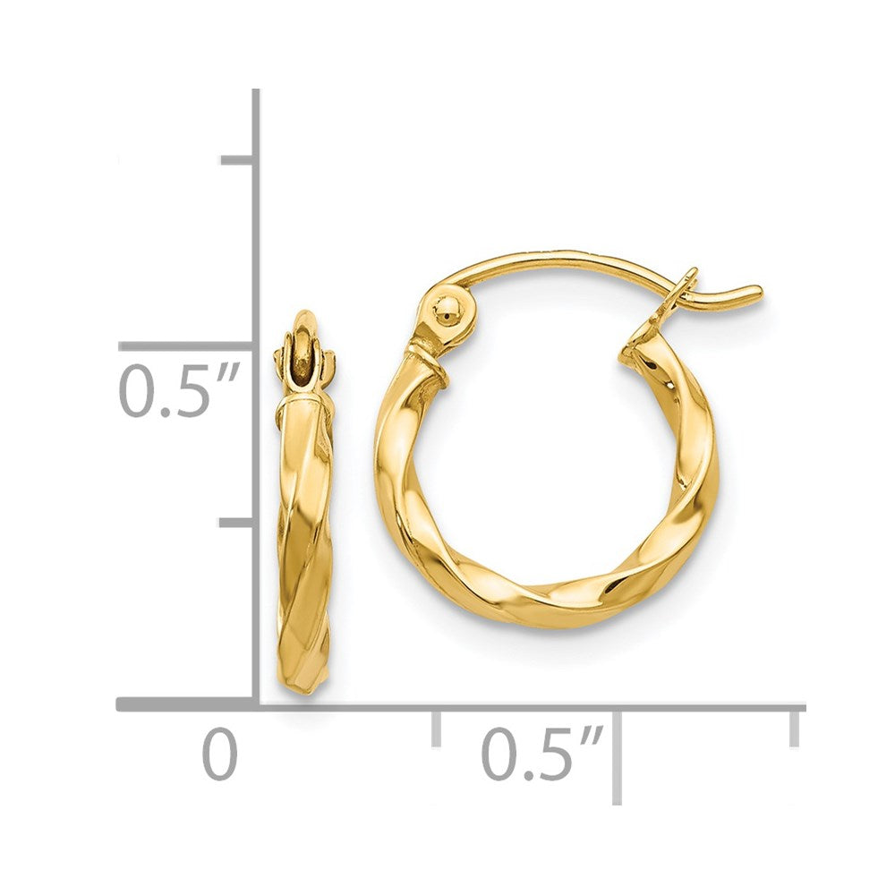 14k Yellow Gold 12 mm Twist Polished Hoop Earring (0.77 grams)