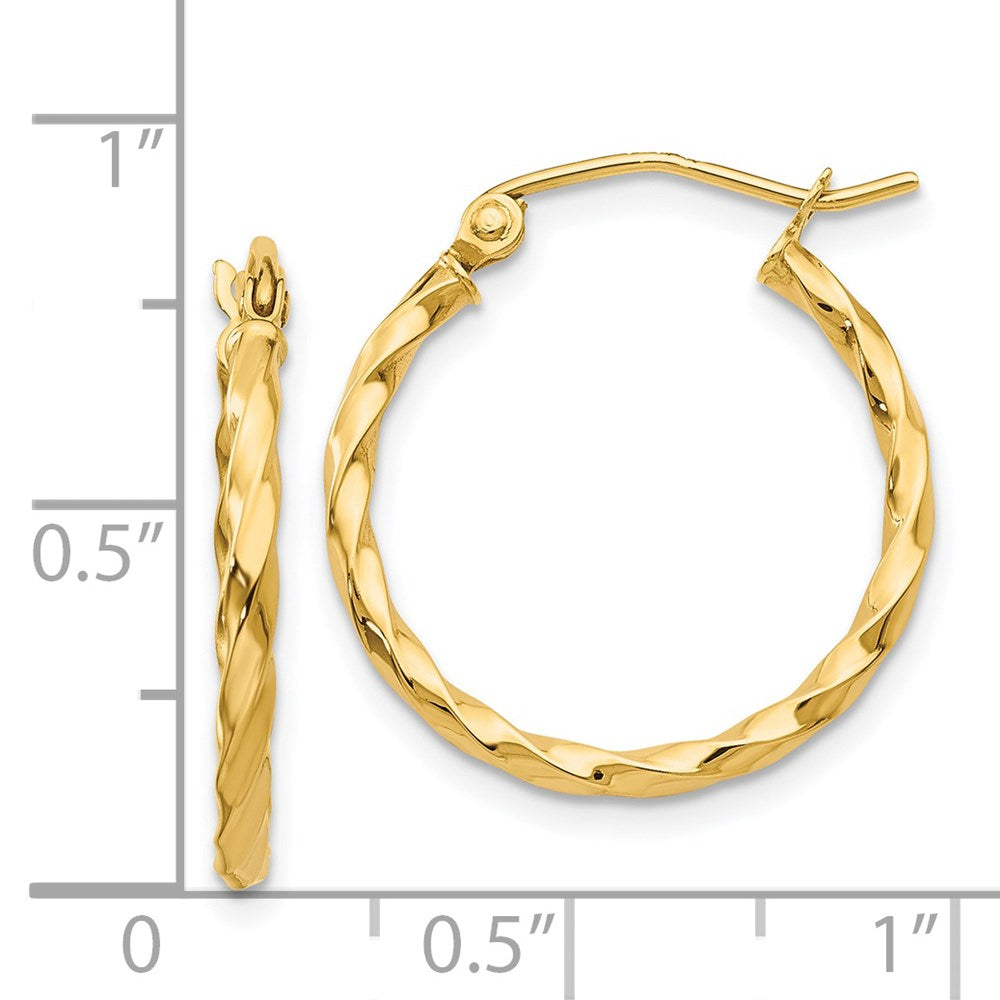 14k Yellow Gold 20 mm Twist Polished Hoop Earring (1.22 grams)