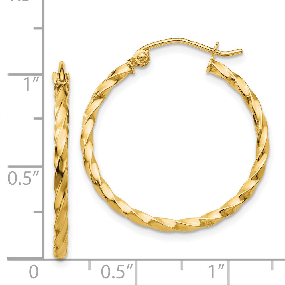 14k Yellow Gold 25.5 mm Twist Polished Hoop Earring