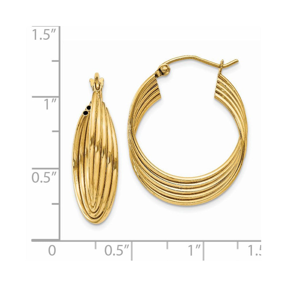 14k Yellow Gold 5 mm Lightweight Fancy Hoop Earrings (2.68 grams)