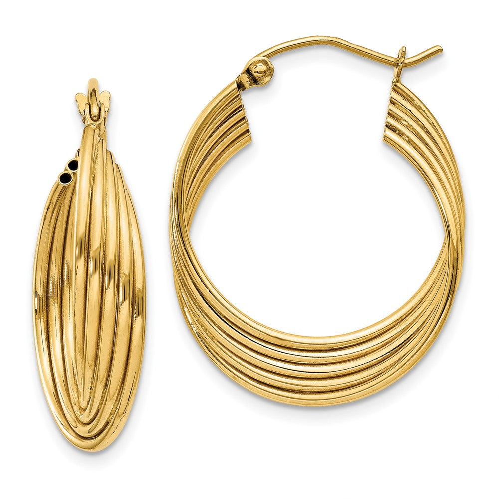 14k Yellow Gold 5 mm Lightweight Fancy Hoop Earrings (2.68 grams)