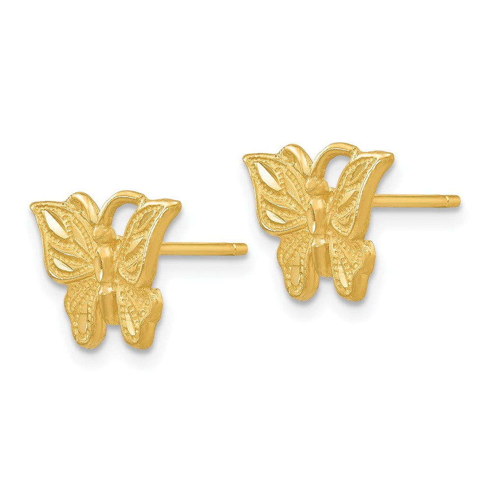 14k Yellow Gold 11 mm Diamond-cut Butterfly Earrings