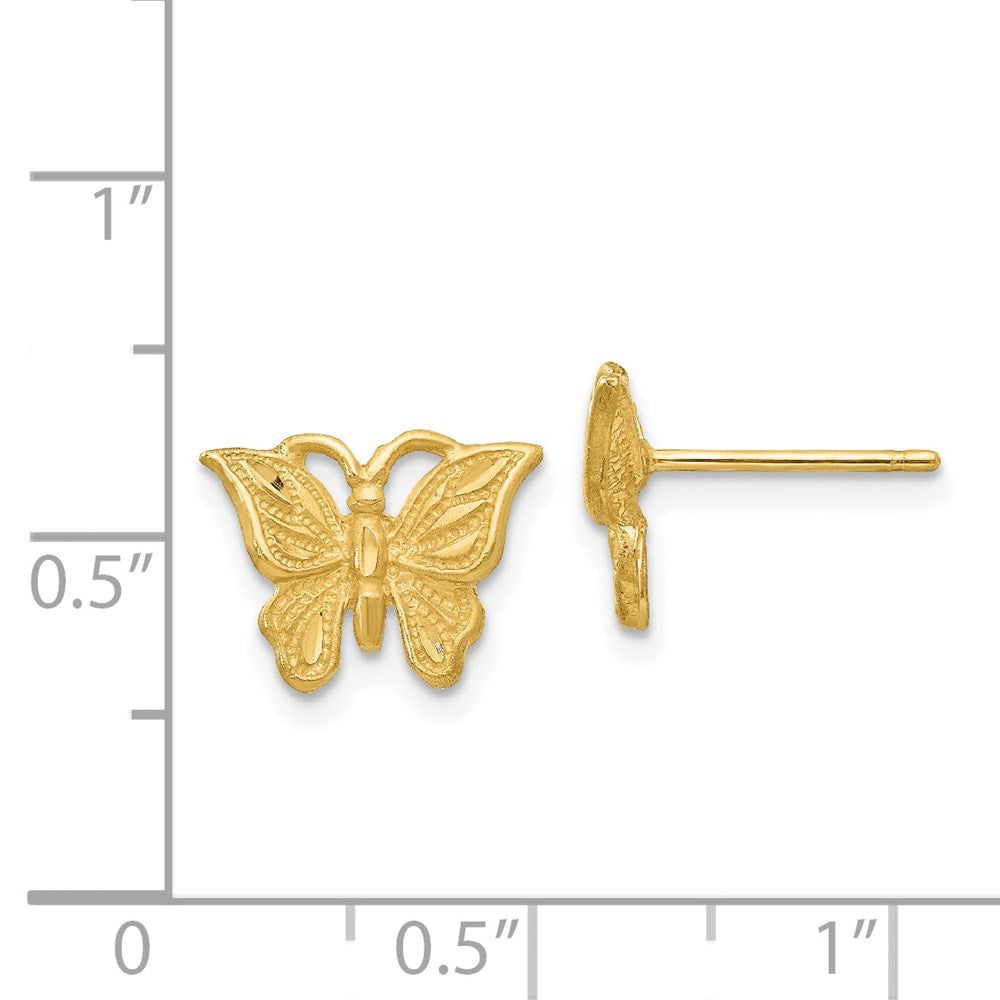 14k Yellow Gold 11 mm Diamond-cut Butterfly Earrings