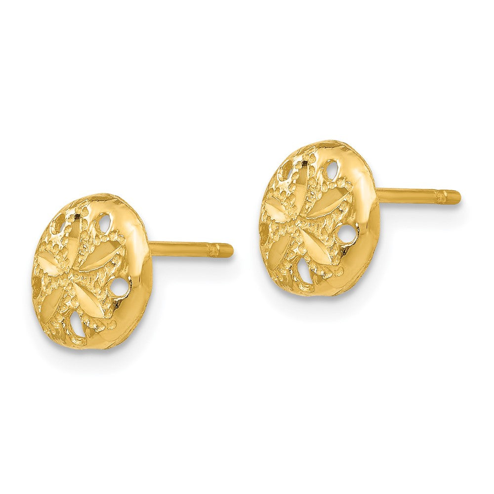 14k Yellow Gold 9 mm Diamond-cut Sand Dollar Earrings