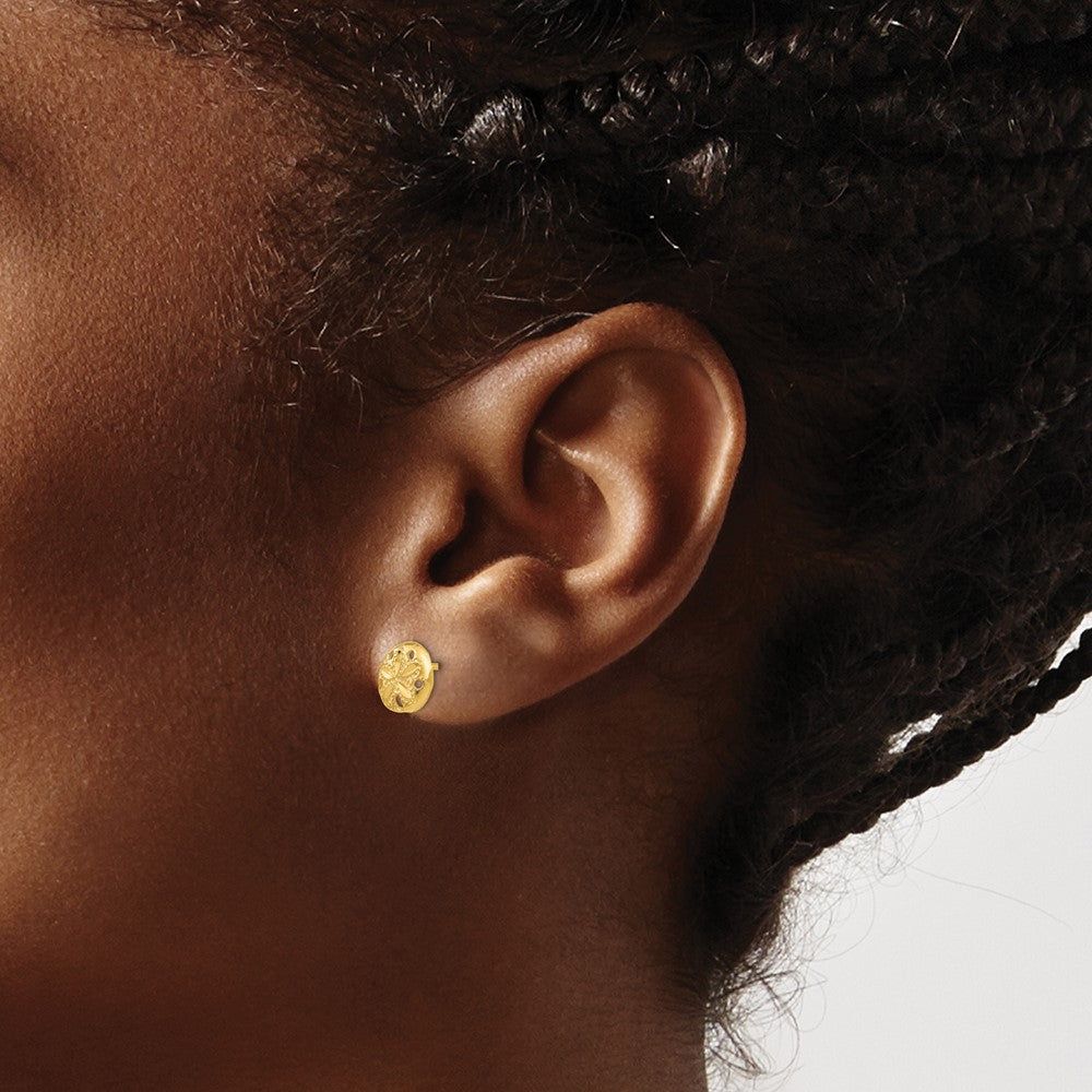 14k Yellow Gold 9 mm Diamond-cut Sand Dollar Earrings