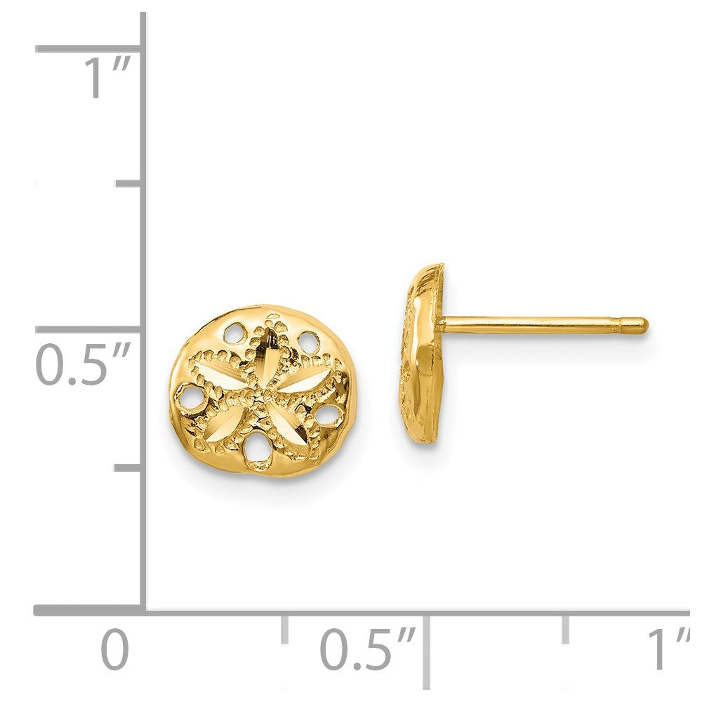 14k Yellow Gold 9 mm Diamond-cut Sand Dollar Earrings (0.96 grams)