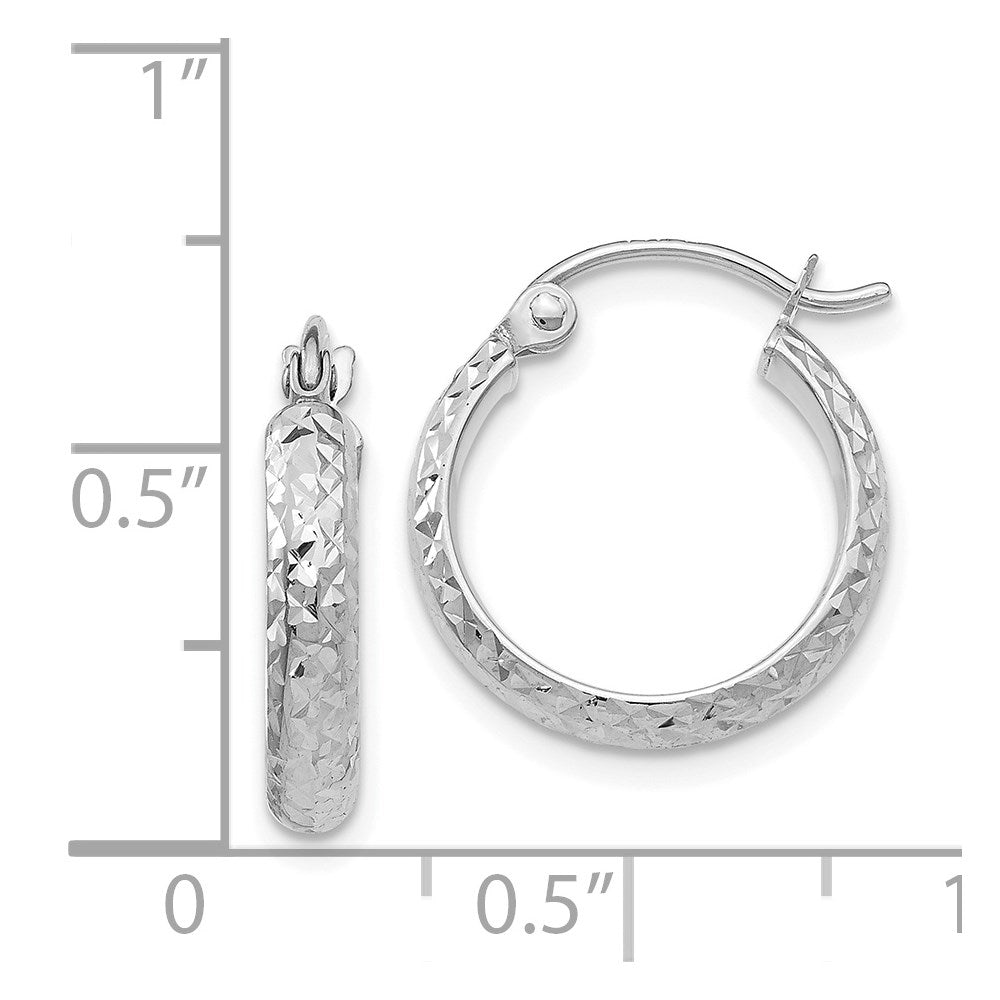 14k White Gold 2.8 mm Hollow Hoop Earrings (1.01 grams)