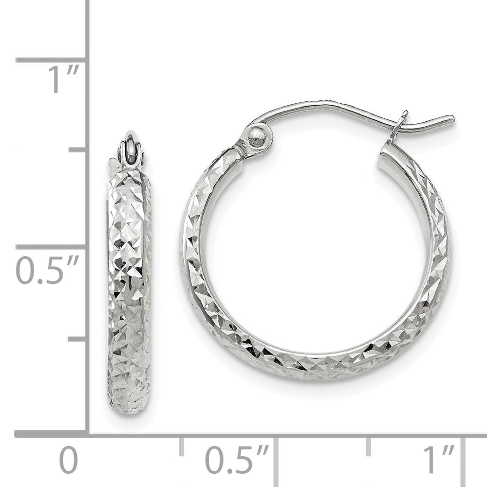 14k White Gold 2.8 mm Hollow Hoop Earrings