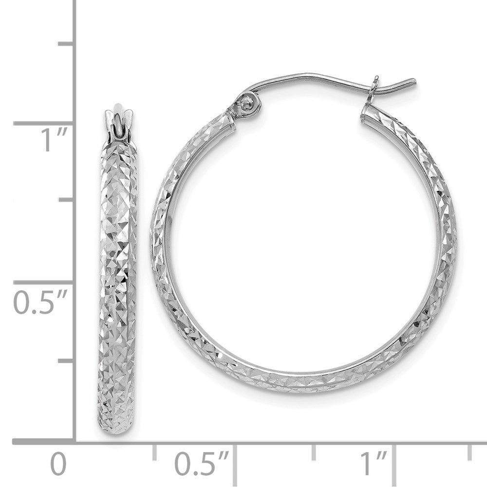 14k White Gold 2.8 mm Hollow Hoop Earrings (1.66 grams)
