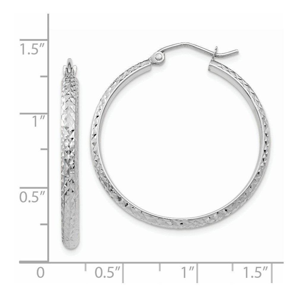 14k White Gold 2.8 mm Hollow Hoop Earrings (1.9 grams)