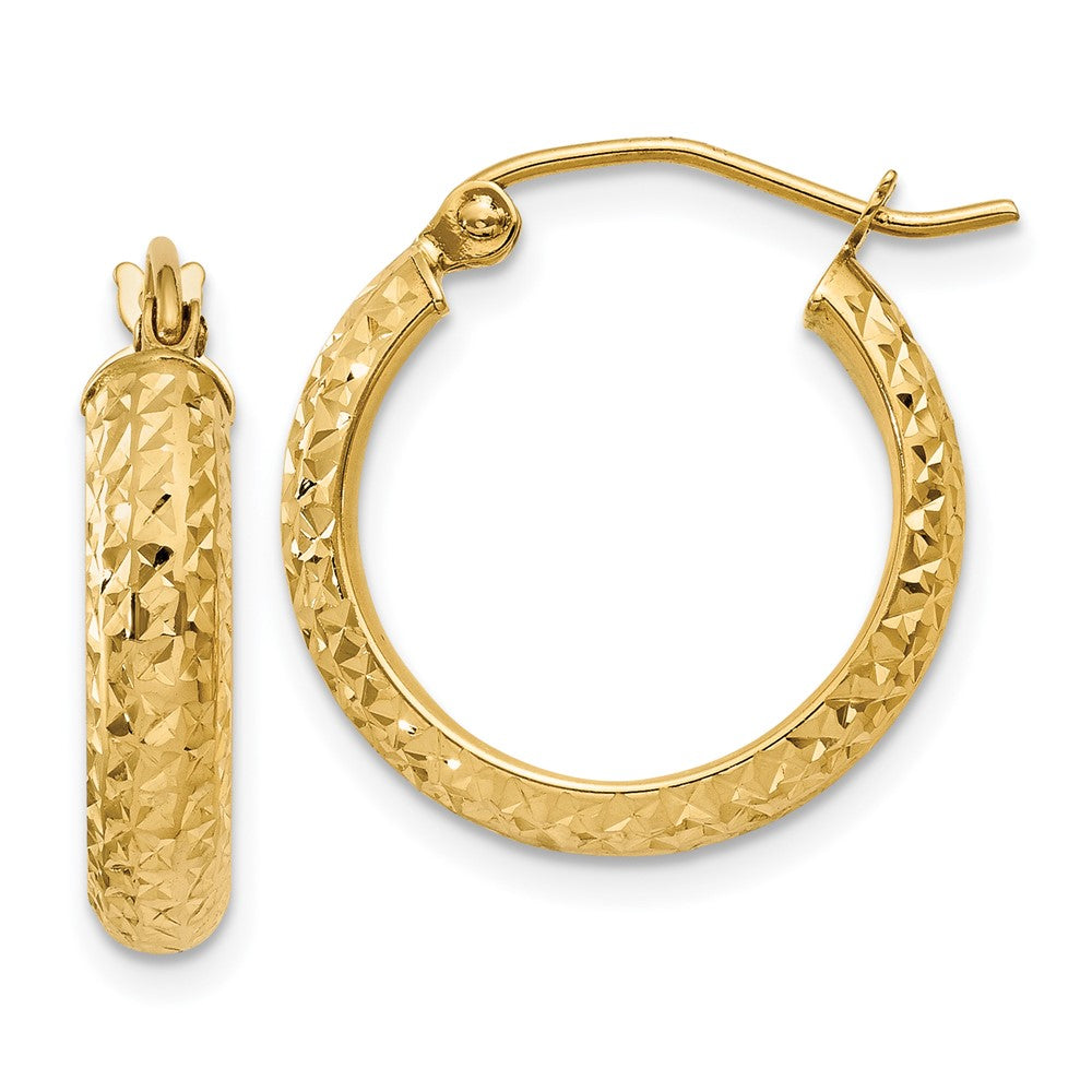 14k Yellow Gold 3.5 mm Hollow Hoop Earrings (1.28 grams)