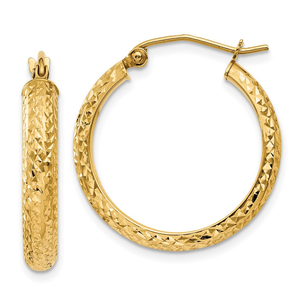 14k Yellow Gold 3.5 mm Hollow Hoop Earrings (1.65 grams)