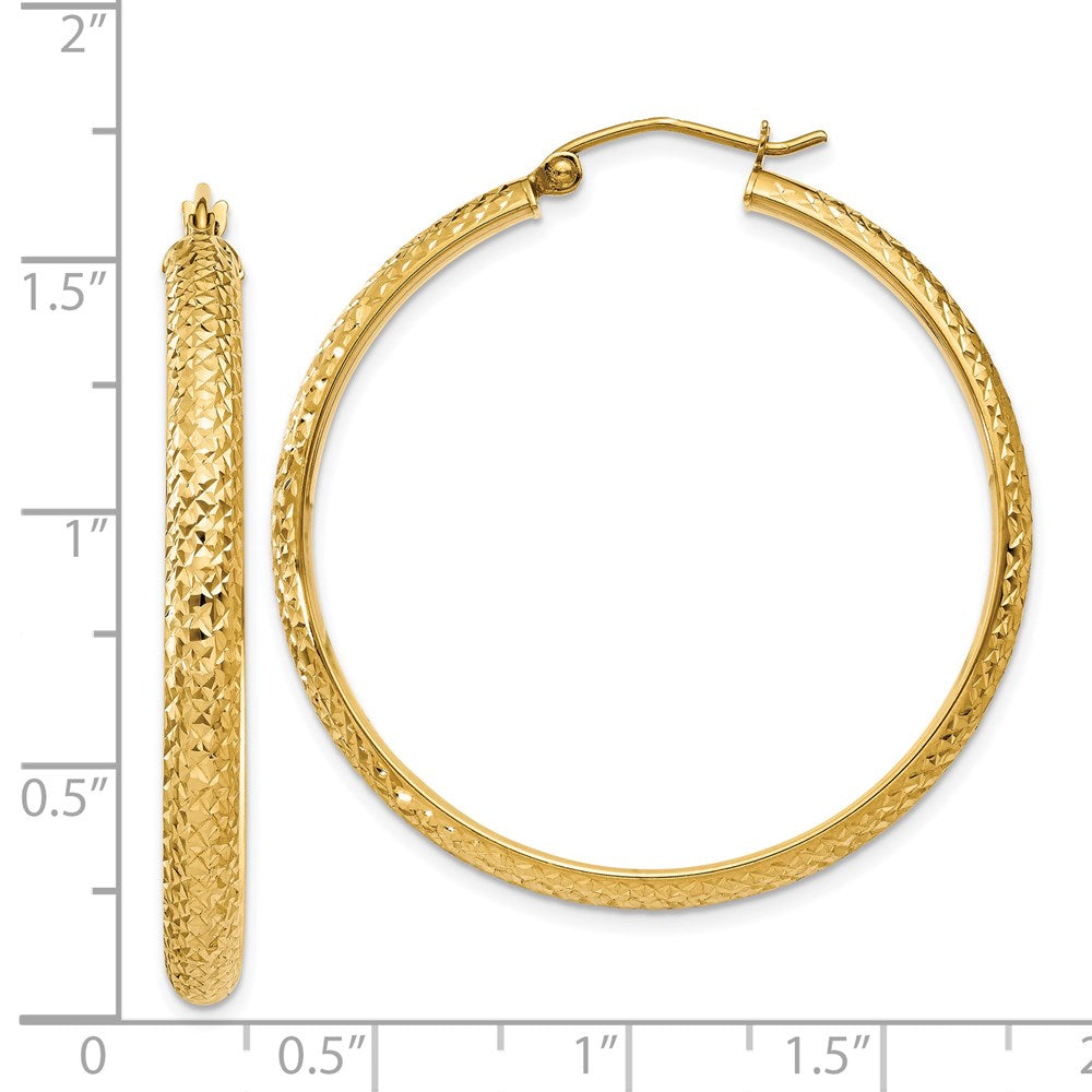 14k Yellow Gold 3.5 mm Hollow Hoop Earrings (2.88 grams)