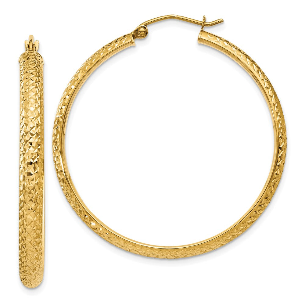 14k Yellow Gold 3.5 mm Hollow Hoop Earrings (2.88 grams)