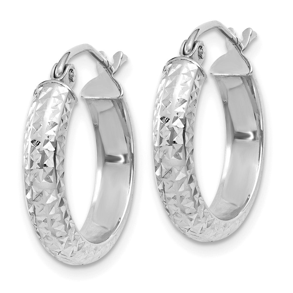 14k White Gold 3.5 mm Hollow Hoop Earrings (1.18 grams)