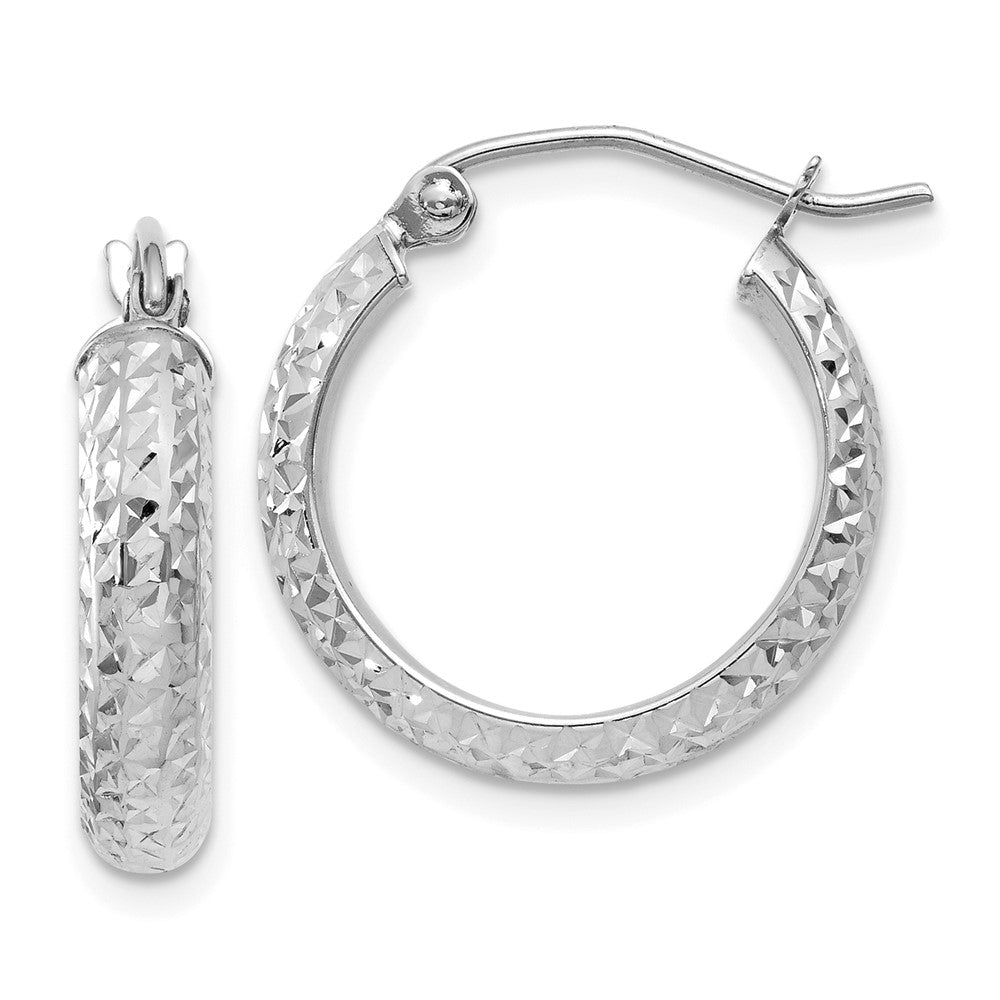 14k White Gold 3.5 mm Hollow Hoop Earrings (1.18 grams)