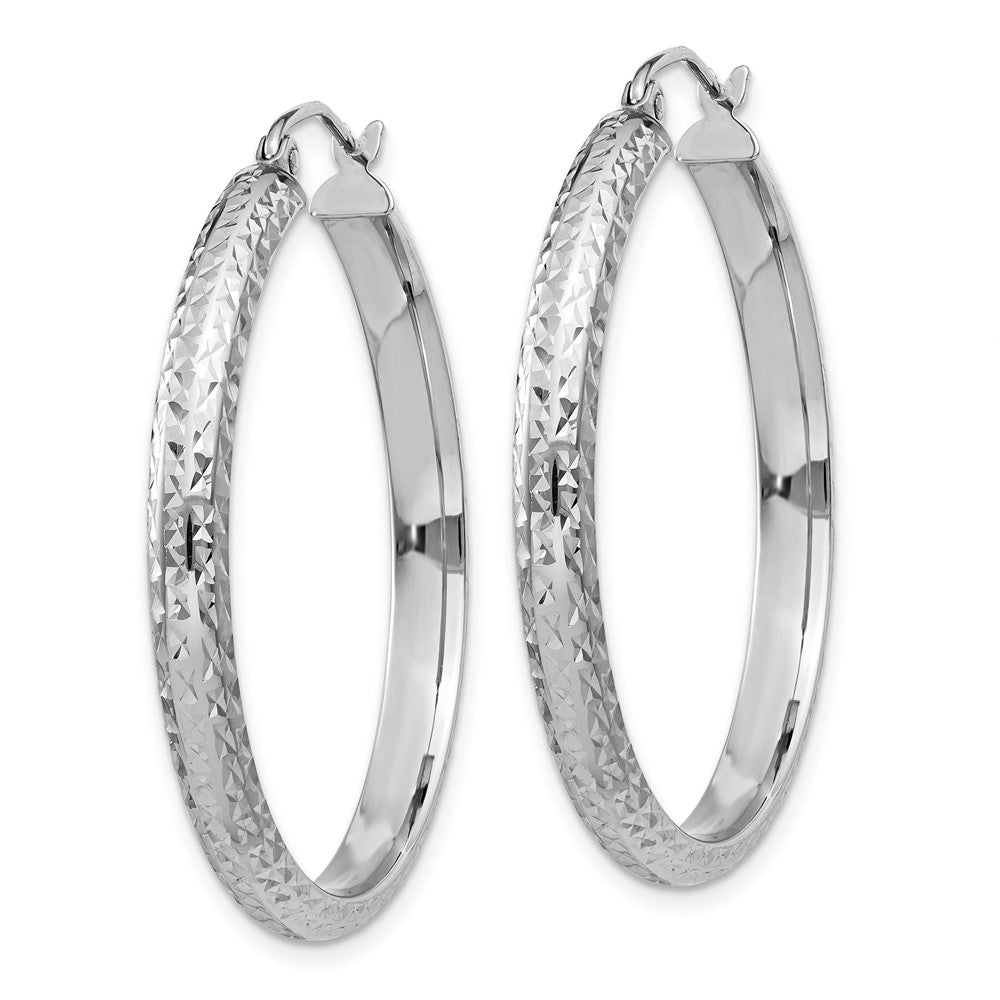 14k White Gold 3.5 mm Hollow Hoop Earrings (2.71 grams)