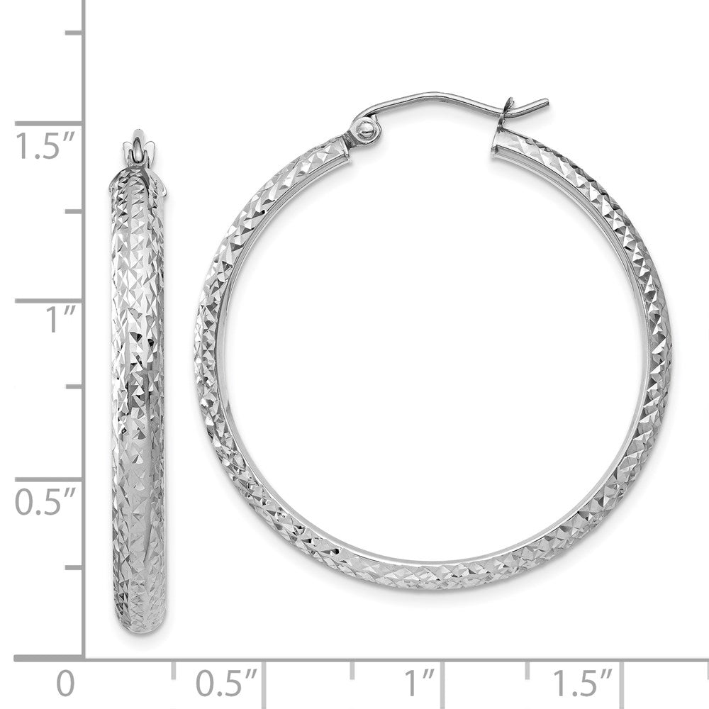 14k White Gold 3.5 mm Hollow Hoop Earrings (2.71 grams)