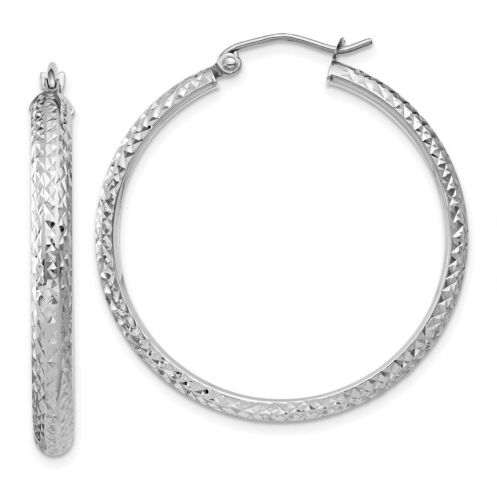 14k White Gold 3.5 mm Hollow Hoop Earrings (2.71 grams)
