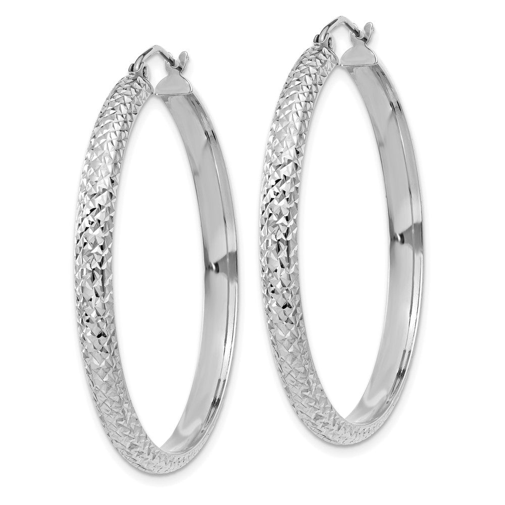 14k White Gold 3.5 mm Hollow Hoop Earrings (2.8 grams)